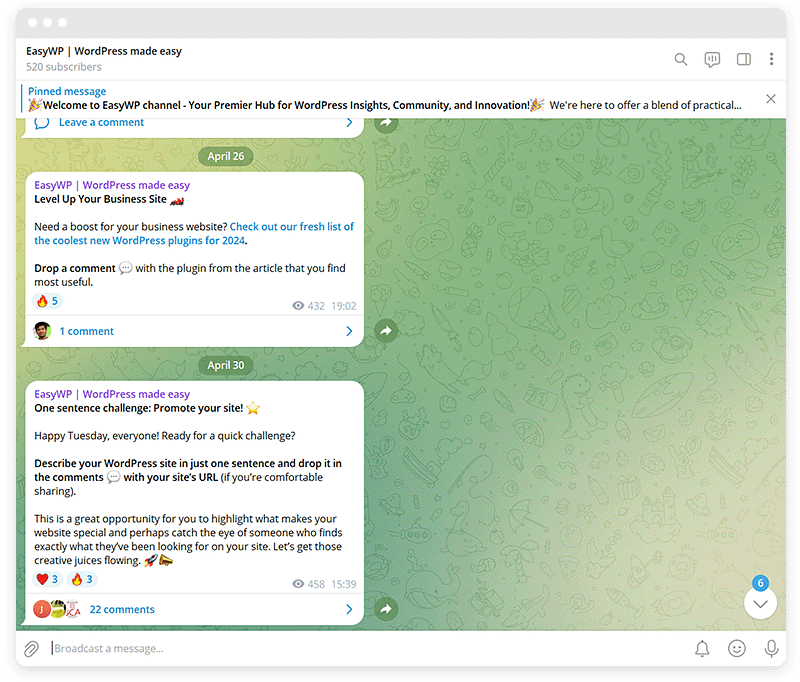 A screenshot of the EasyWP Telegram channel