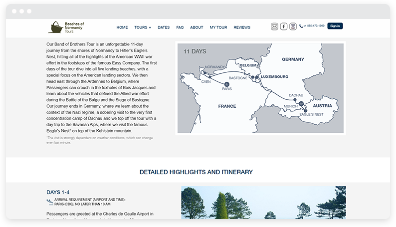 A second example of a Beaches of Normandy landing page