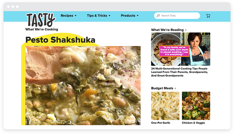 Example of food images from the Tasty landing page