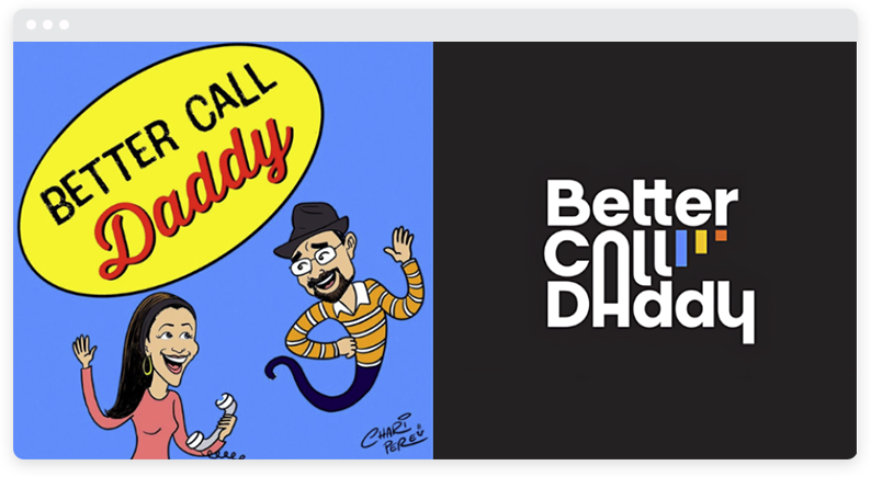 The Better Call Daddy logo  before and after versions