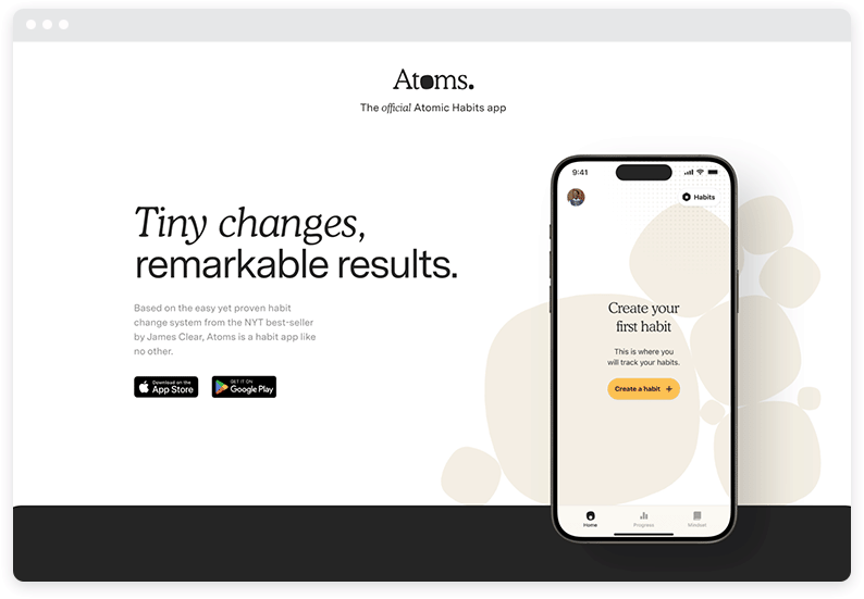 Screenshot from the Atoms website