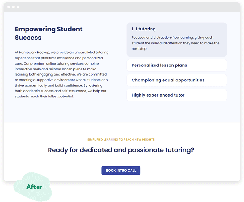 The classes page on Homework Hookup after the website redesign