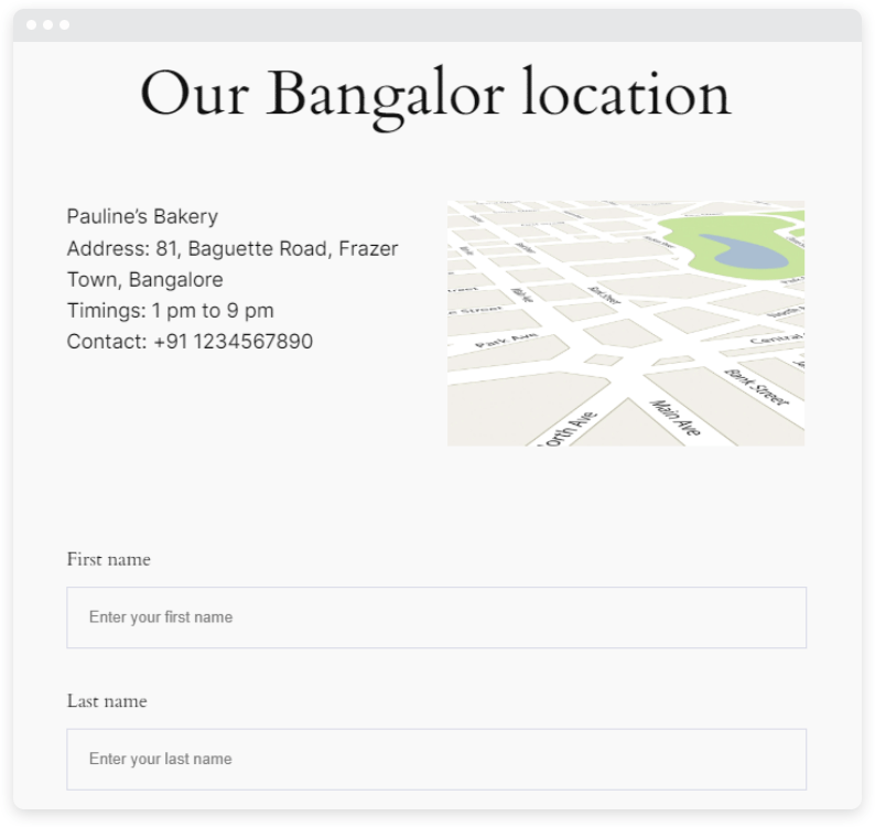 Example of a basic location-centric landing page