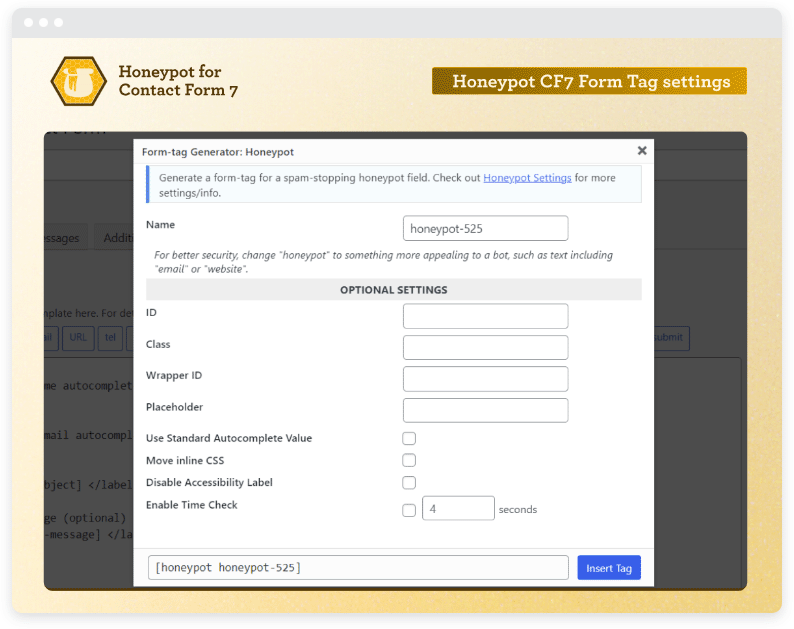 A screenshot of the dashboard from Honeypot anti spam plugin