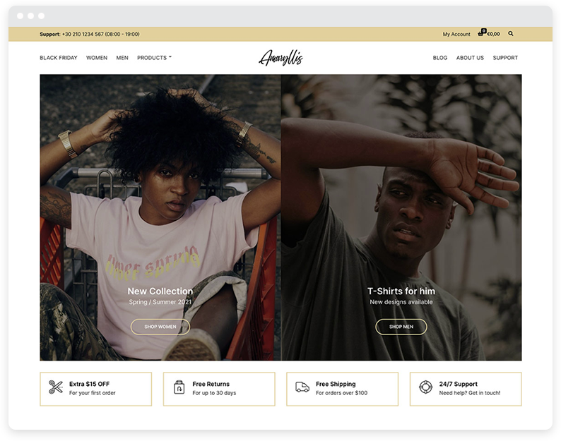 An example of the Amaryllis WooCommerce WordPress theme