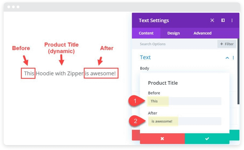 An example of Divi’s inline dynamic content capability.