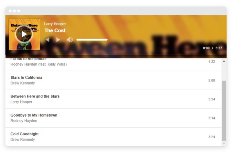 A screenshot of an online music player in WordPress